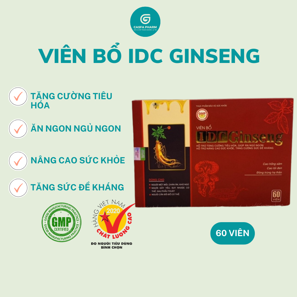 Vitamin IDC Ginseng, Tăng đề kháng bổ sung vitamin sức khỏe, hộp 60 viên