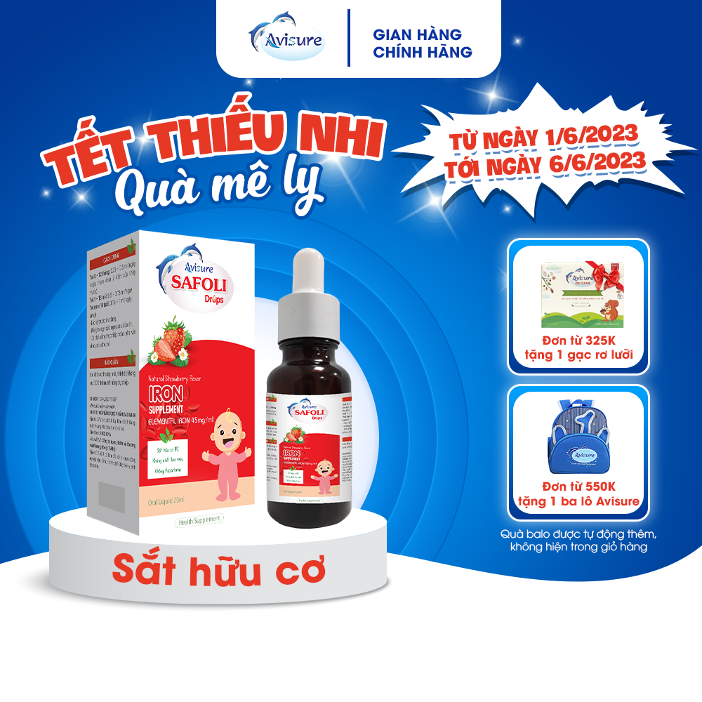 Sắt Avisure Safoli Drops hữu cơ dành cho bé 20ml