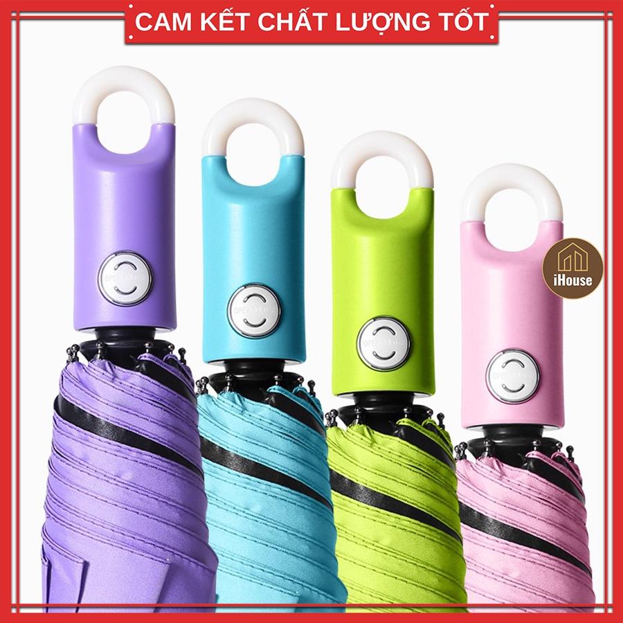 Ô che mưa nắng bật tự động có móc treo, Ô dù che mưa nắng thời trang gấp nhỏ gọn cao cấp iHouse