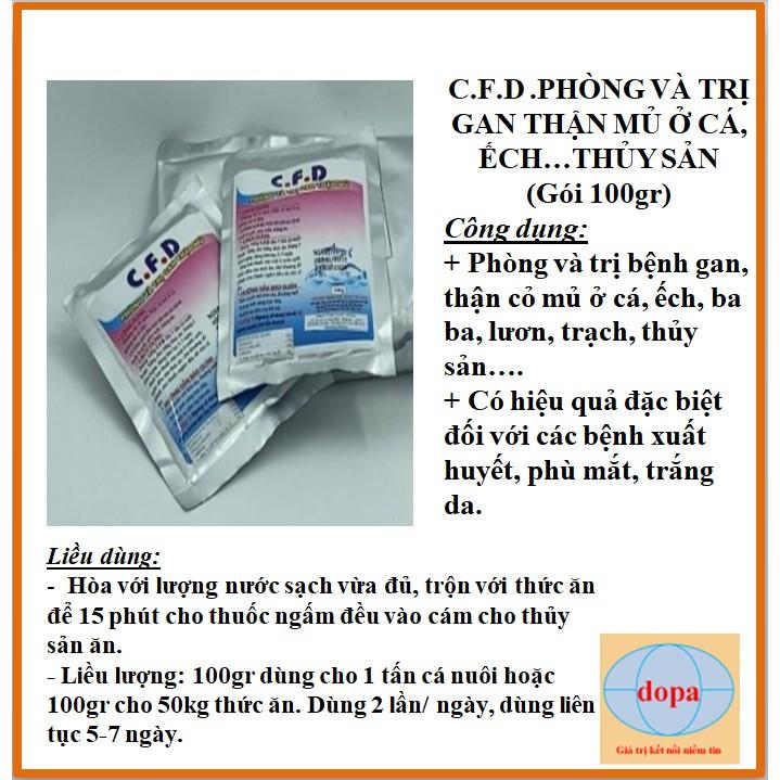CFD DOPA GÓI 100GR phòng và giải quyết gan, thận có mủ cho cá, ếch, baba, thủy sản....DOPA.COM.VN