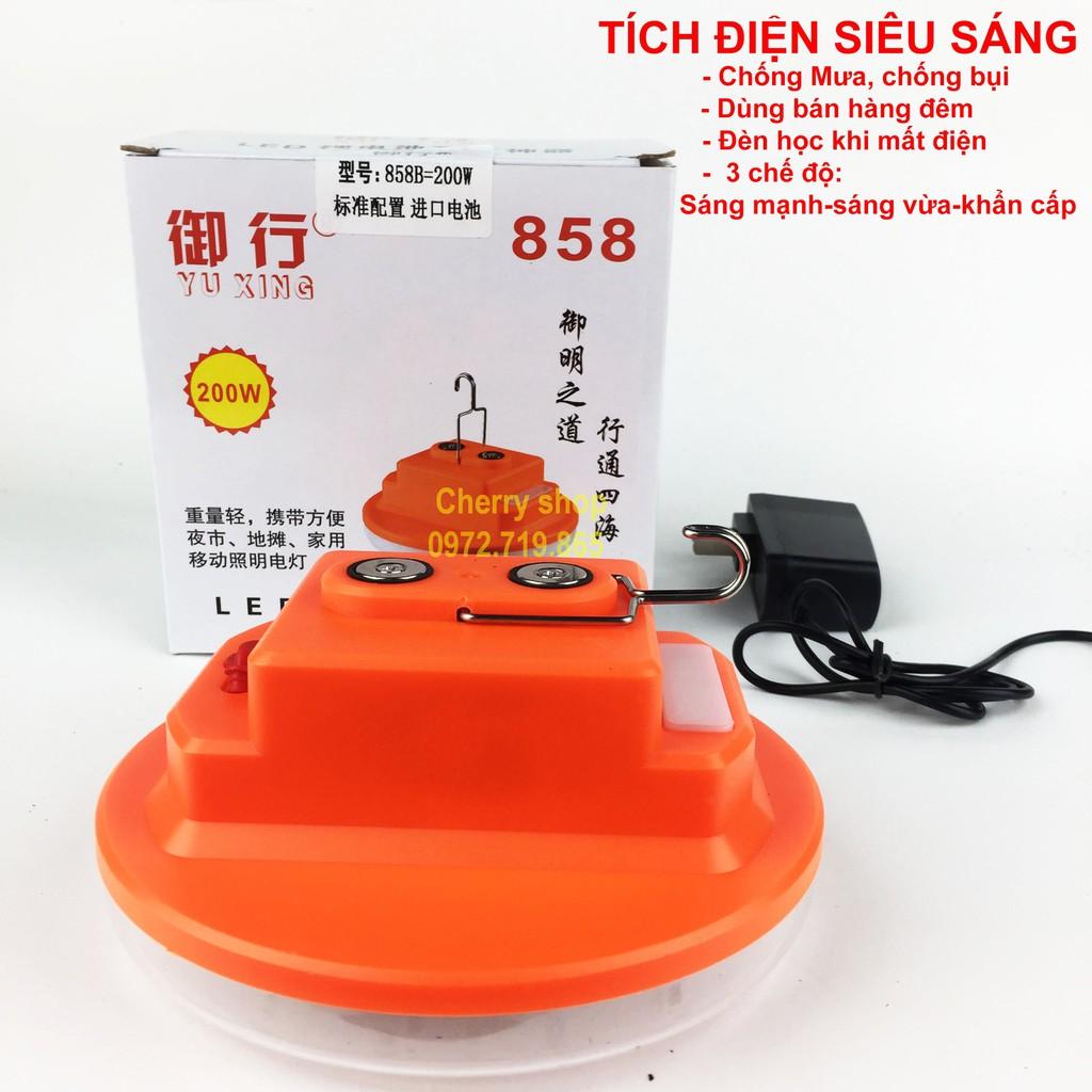 Bóng đèn tích điện 8h-10h loại 200w – 250w sạc tích điện LED có móc treo bóng tỏa sáng rộng siêu sáng