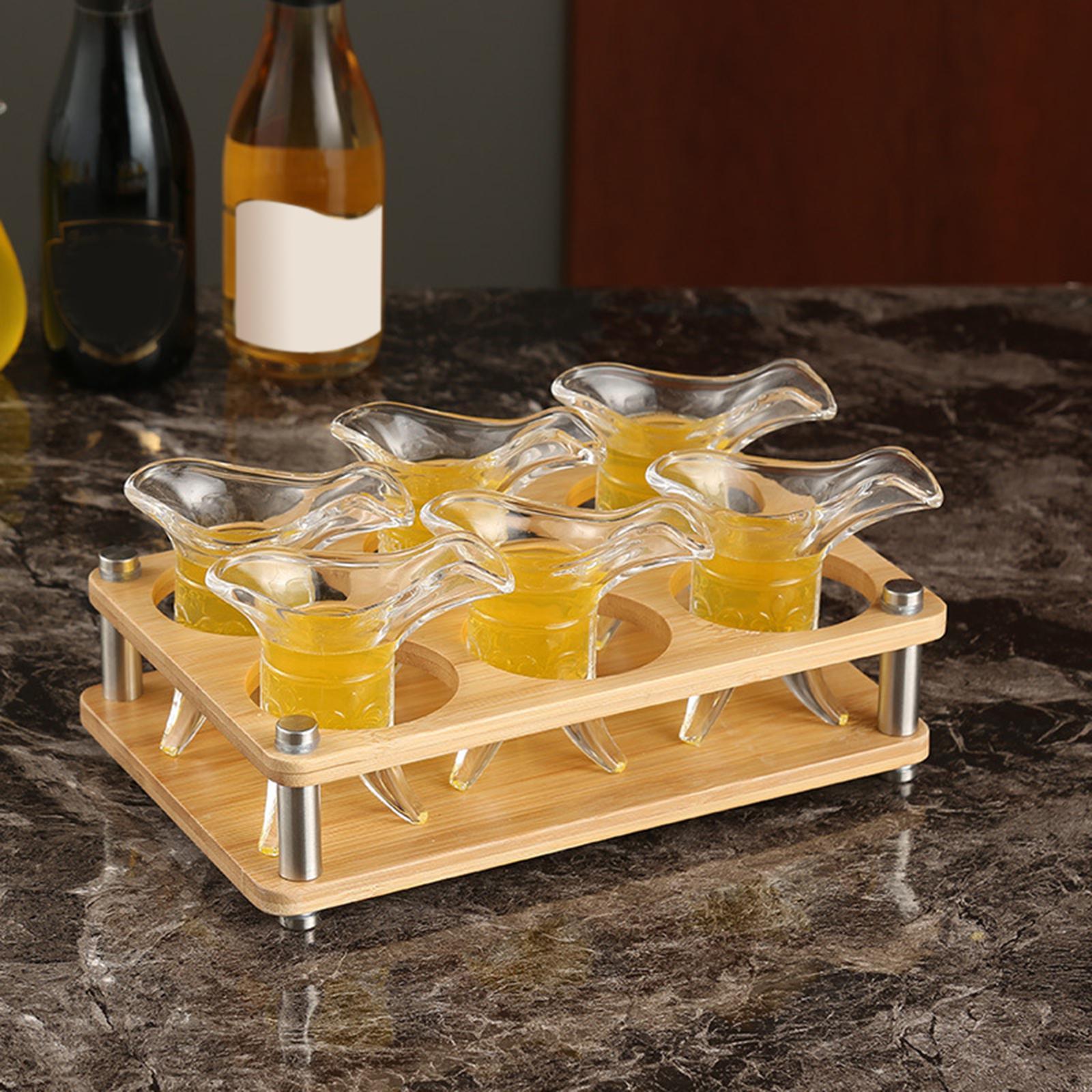 Glasses Holder Wood Cup Rack Holder Serving Tray Durable for Bar Events