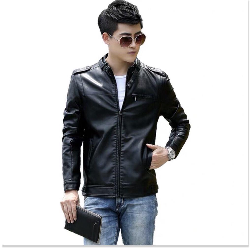 Áo khoác da nam dây kéo đồng da xịn