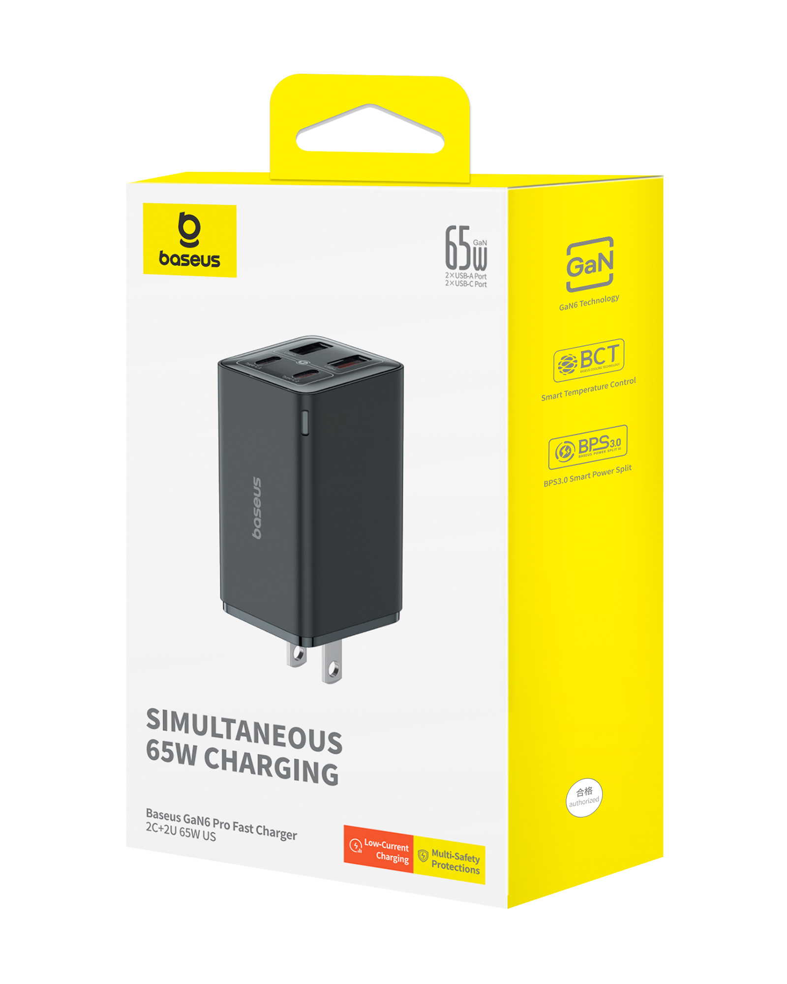 Củ Sạc Nhanh Cho I-Phone, LapTop Baseus 65w GaN6 Pro Quick Charger 2C + 2U Tặng Cáp 100w 1m - Hàng chính hãng