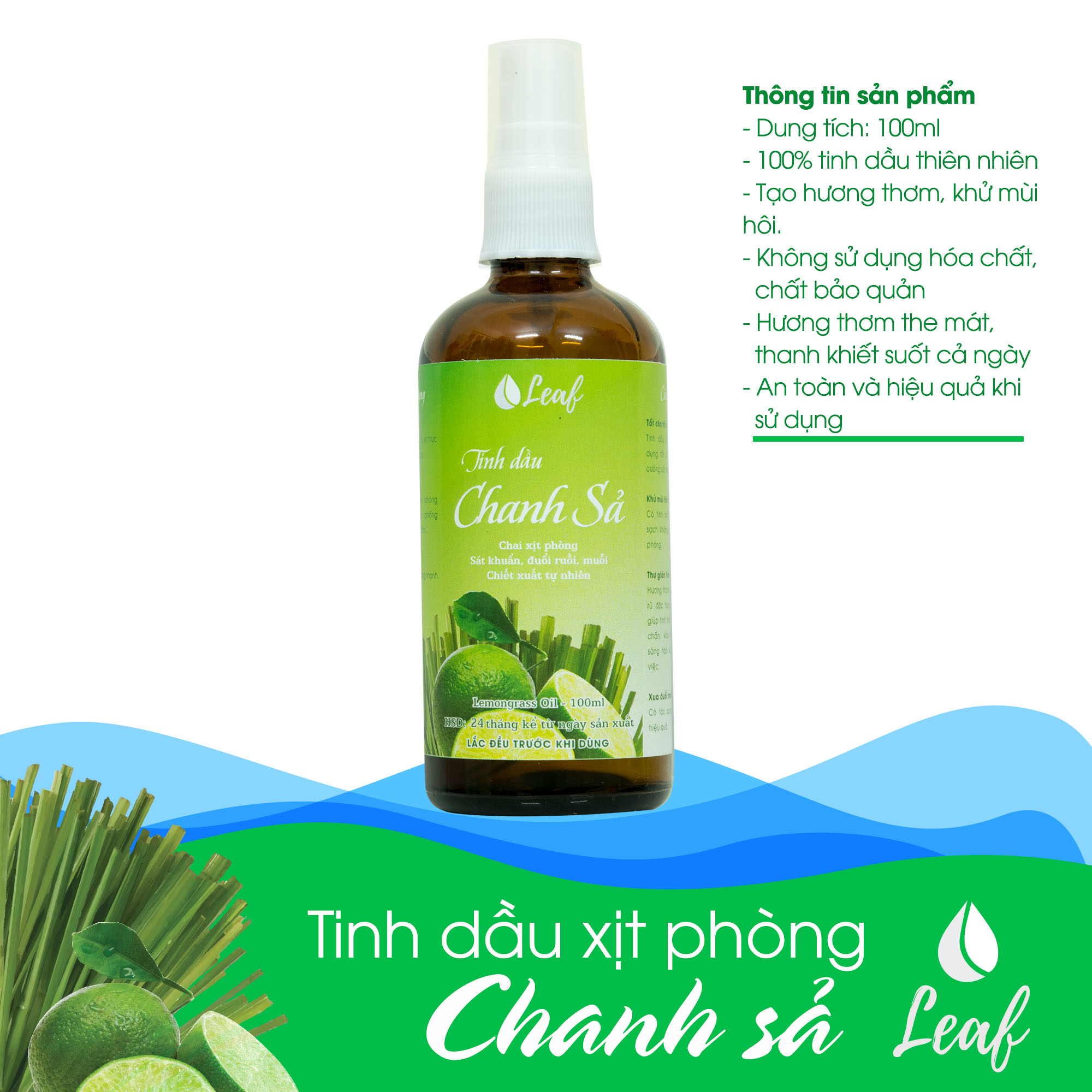 Bình xịt đuổi muỗi tinh dầu sả chanh 100ml