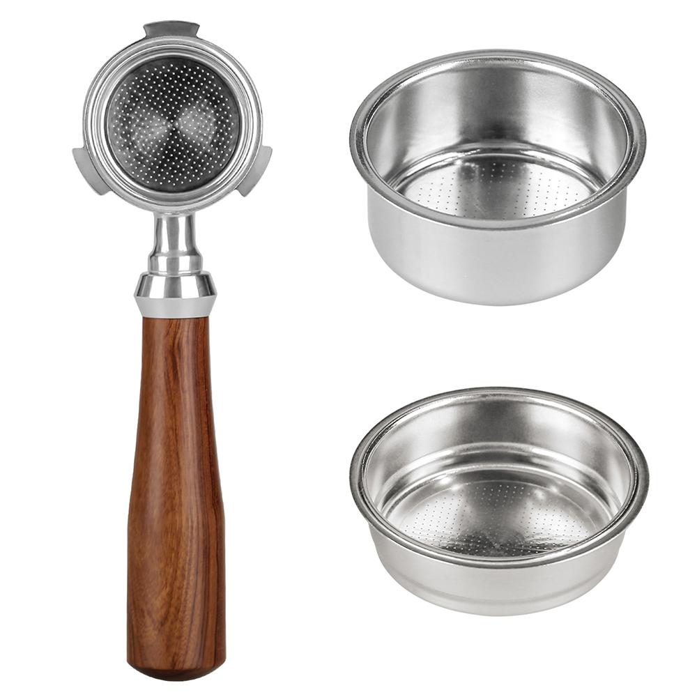 Tay Cầm Pha Cà Phê Bằng Gỗ 51Mm Portafilter Không Đáy Tương Thích Với Máy Pha Cà Phê Delonghi Ec680 Và Ec685