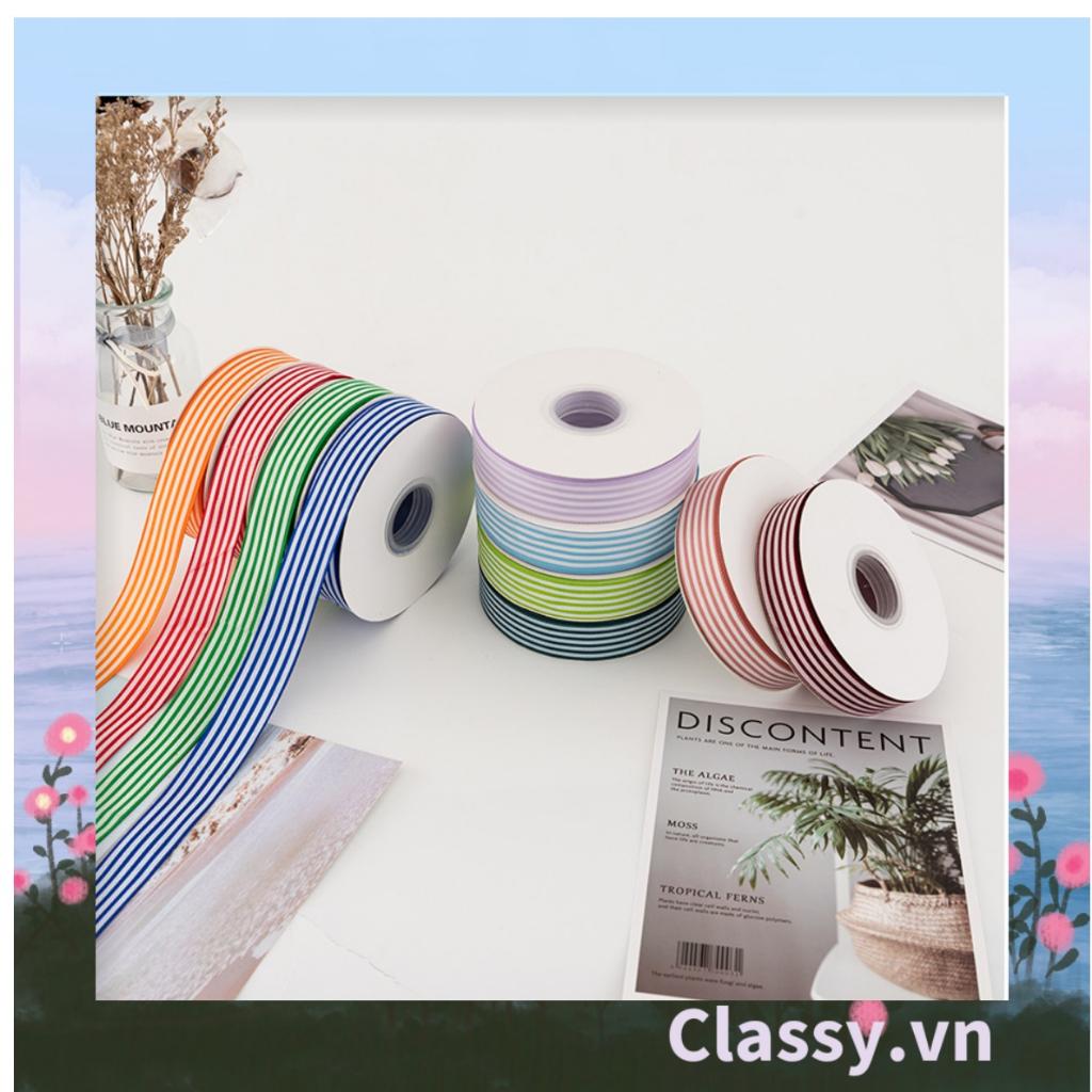 Ruy băng vải sợi poly Classy dài 01MÉT, họa tiết kẻ sọc, nhiều màu Q1084
