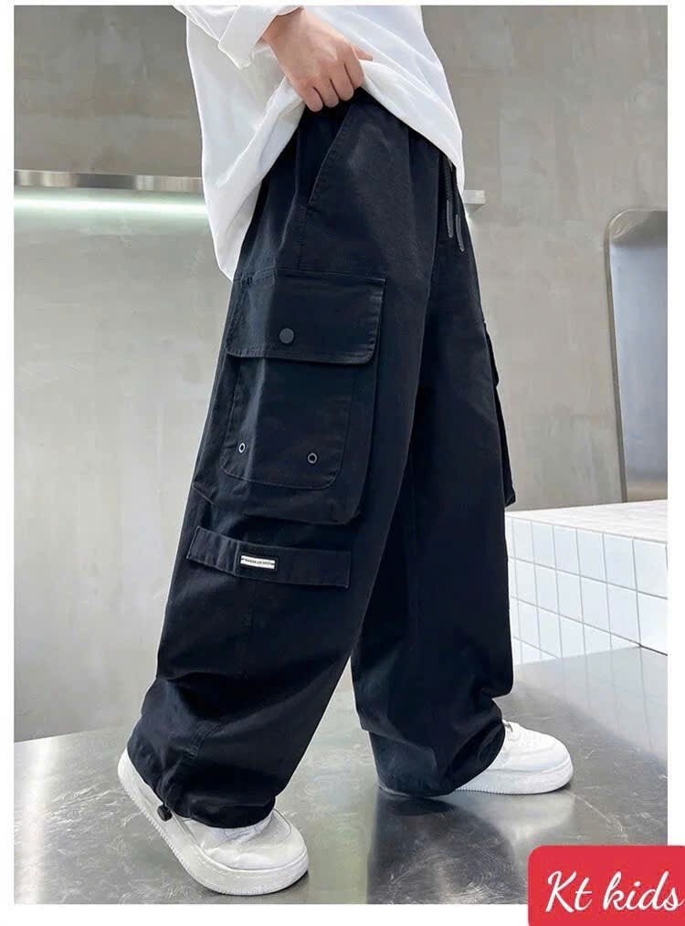 Quần dài túi hộp Jogger cho bé gái bé trai phối đồ đi chơi phong cách size 13-70kg chất kaki mềm mại