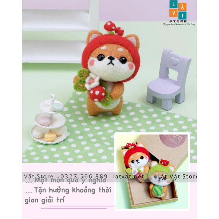 BỘ KIT LEN CHỌC CÓ HƯỚNG DẪN - 20 BÉ TÂN BINH SHIBA, chọc len thật dễ dàng, NEEFDE FELTING SHIBA