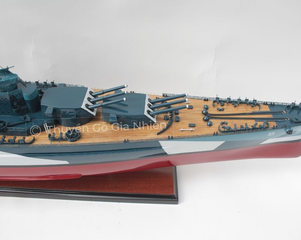 Mô Hình Thuyền Gỗ Phong Thủy Dạng Thuyền Chiến USS NORTH CAROLINA Chính Hãng Hàng Xuất Khẩu Chất Lượng Cao