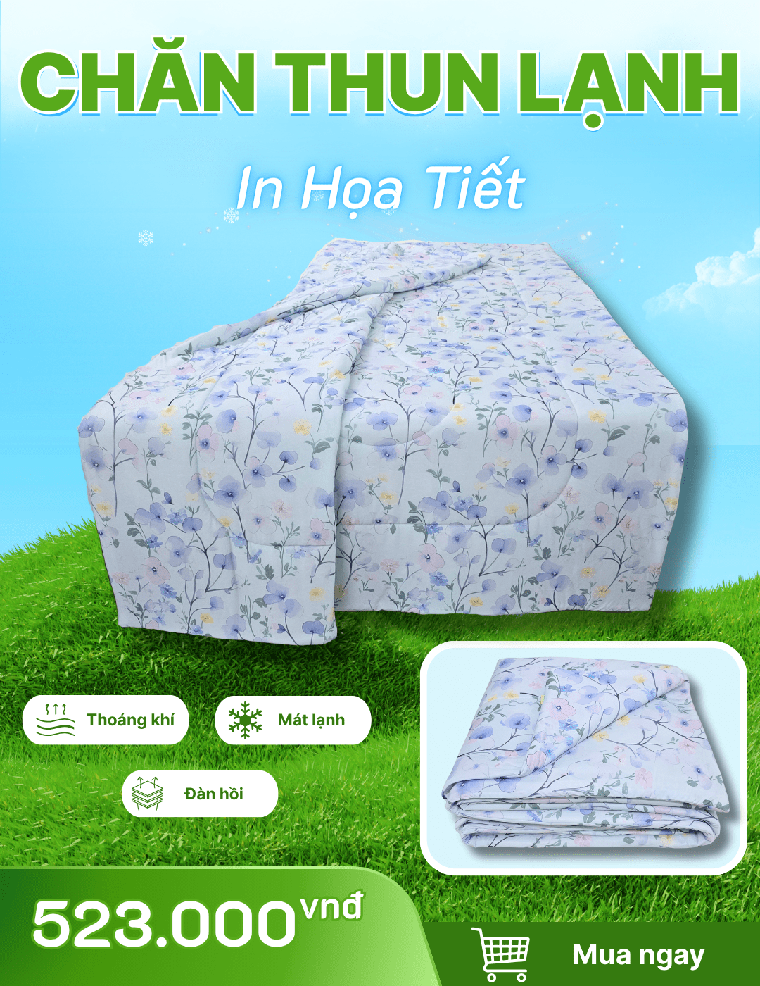 Chăn chần Thun Lạnh 180x200 in Họa Tiết