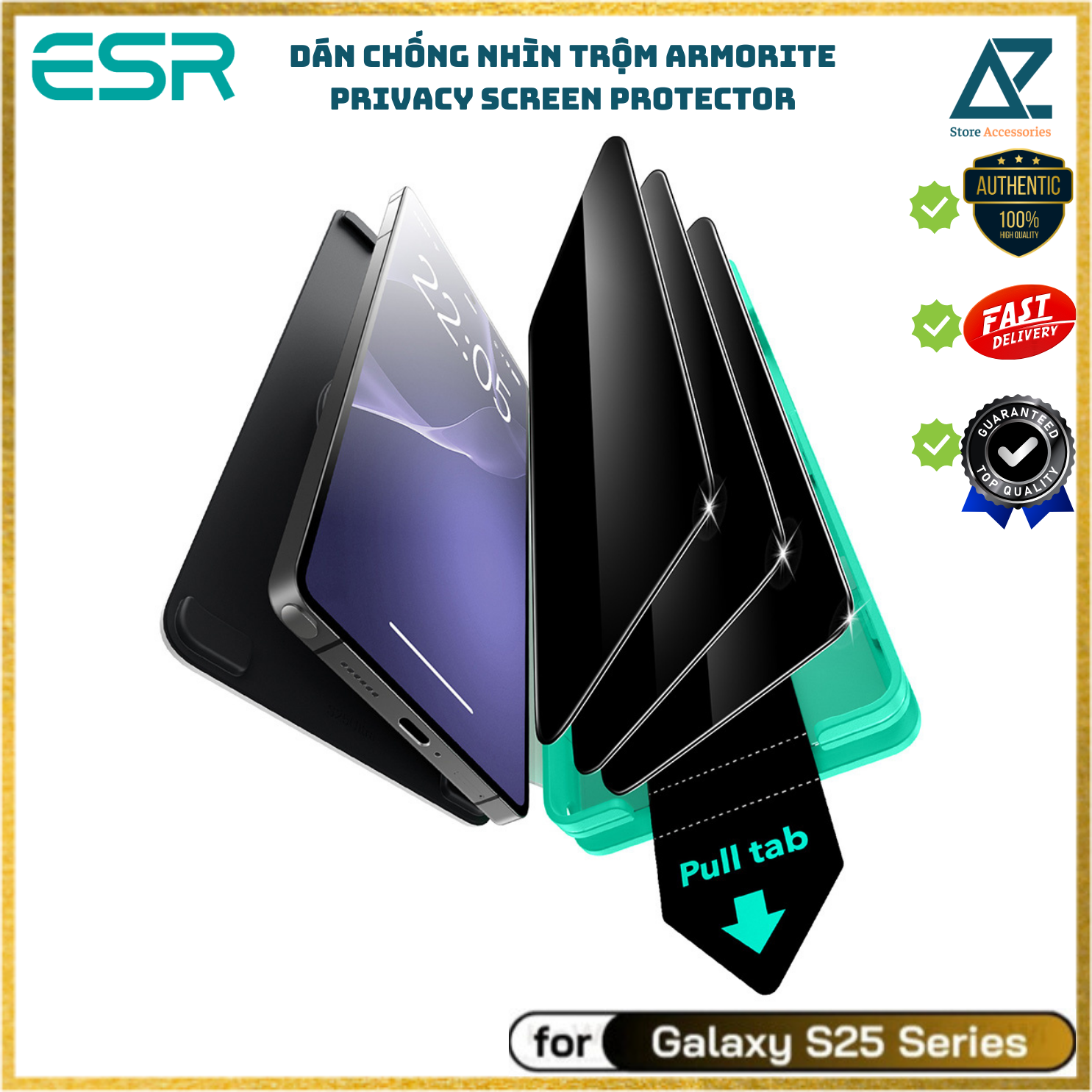 Kính Cường Lực Chống Nhìn Trộm ESR Armorite Privacy Screen Protector UltraFit Kèm Khung Dán Cho Samsung Galaxy S25 Ultra_ Hàng Chính Hãng