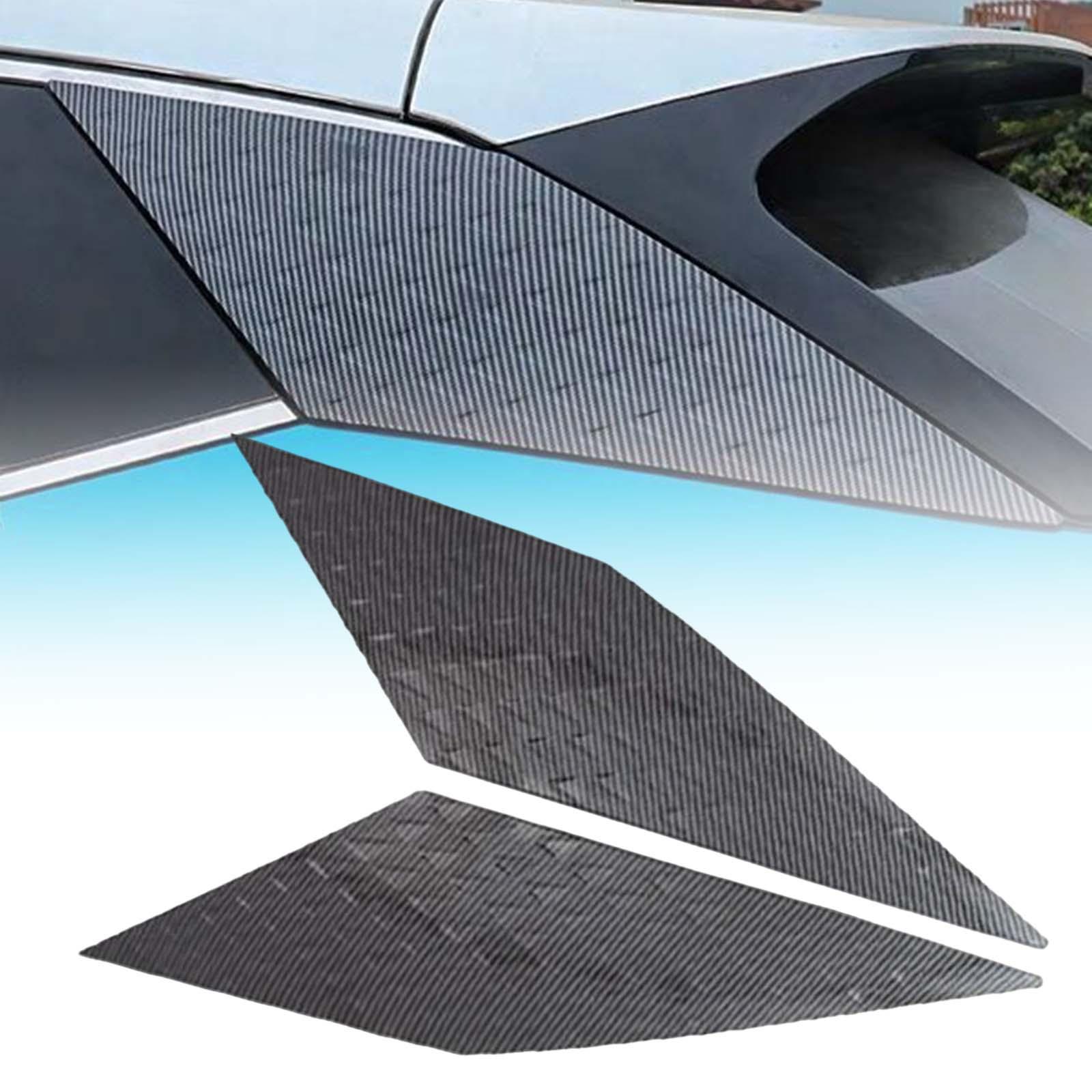 Rear Spoiler Wing Side Window Trim Covers Carbon Fiber