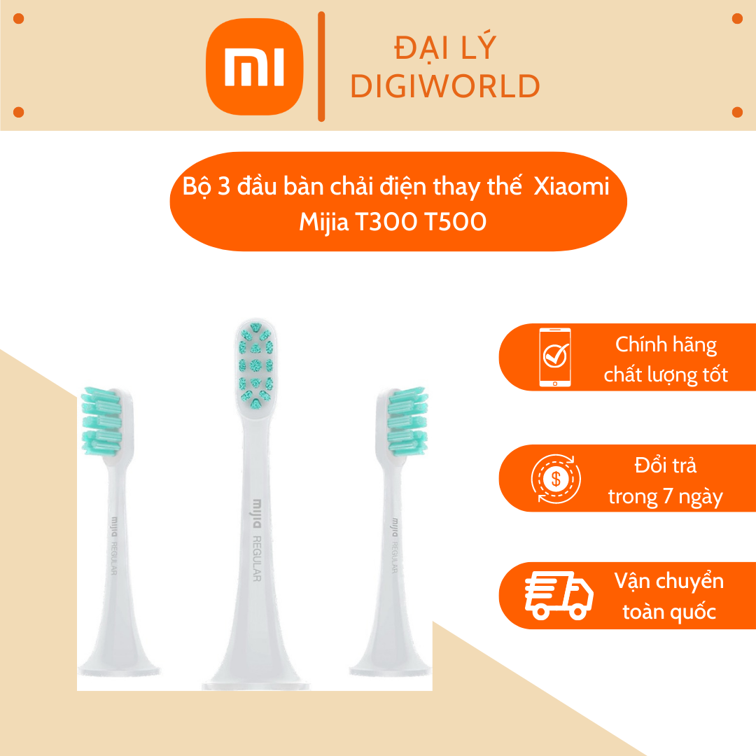 Combo 3 Đầu bàn chải thay thế cho bàn chải đánh răng điện Xiaomi Mijia T300 T500 - Hàng chính hãng