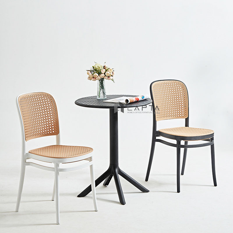Ghế café nhà hàng nhựa đúc giả mây CC1565-S Nội thất Capta Ghế ăn xếp chồng cất gọn Ghế chụp ảnh cho studio vintage plastic chair