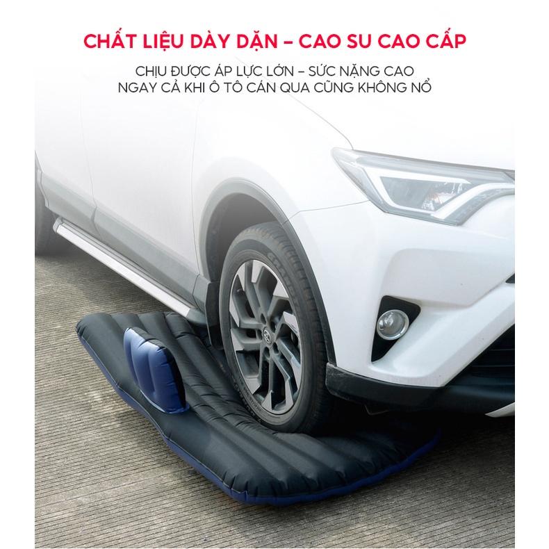 Đệm Hơi Ô Tô Vải Nhung Vân Sóng Cao Cấp Trải Ngang Xe