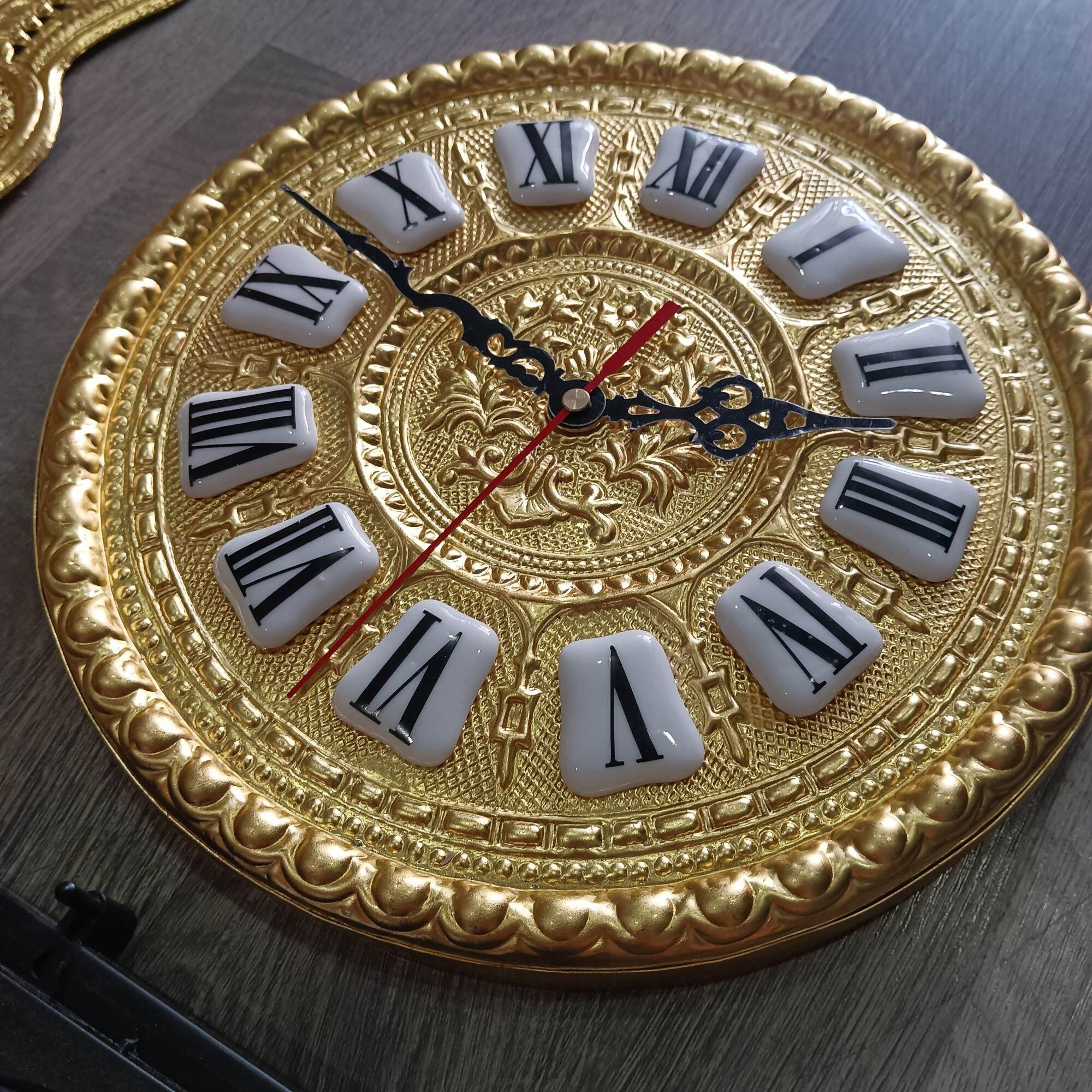 [COMBO 9 MÓN] Phụ kiện bằng đồng lắp đồng hồ tủ đứng, đồng hồ gỗ lũa cỡ lớn, mặt đồng đk 32cm, cây lắc đồng dài 90cm