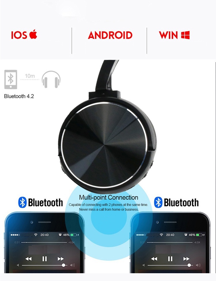 Tai nghe Bluetooth tai nghe chụp tai thể thao chống nươc gắn thẻ nhớ Hifi Đỏ PF152 3 trong 1