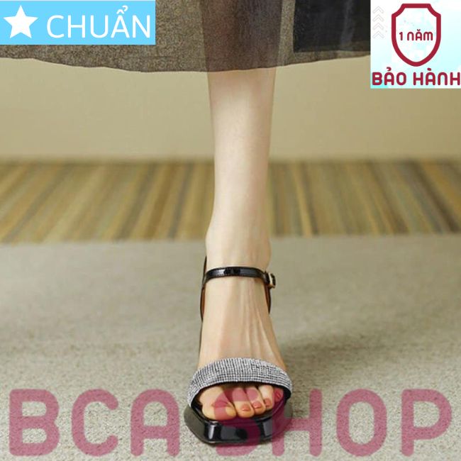 Giày cao gót nữ 8p RO469 ROSATA quai hậu, hở mũi, phần quai ngang gắn nhiều hạt lấp lánh đẳng cấp tại BCASHOP màu đen