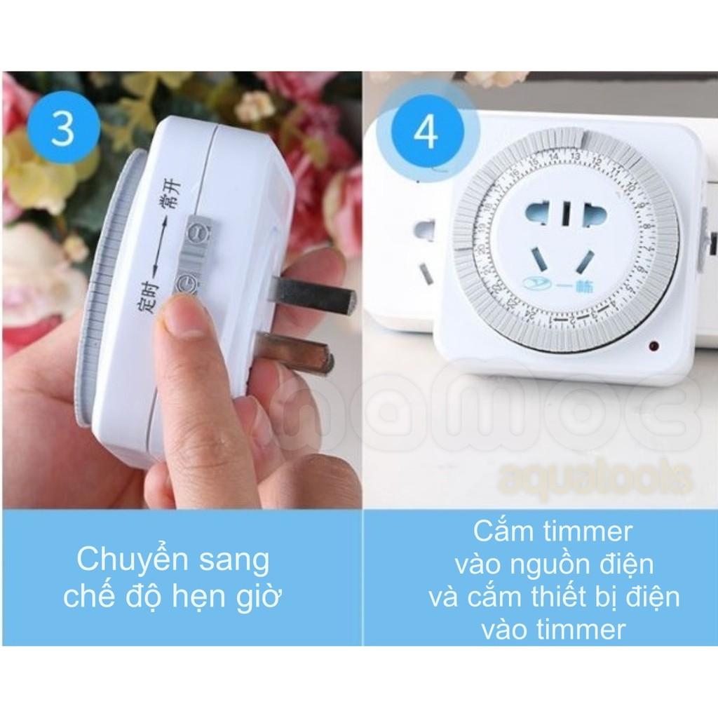 Hẹn Giờ Cơ Timmer 24h Hẹn Giờ Bật Tắt Tự Động Đèn - CO2 - Quạt Cho Bể Cá, Bể Thuỷ Sinh