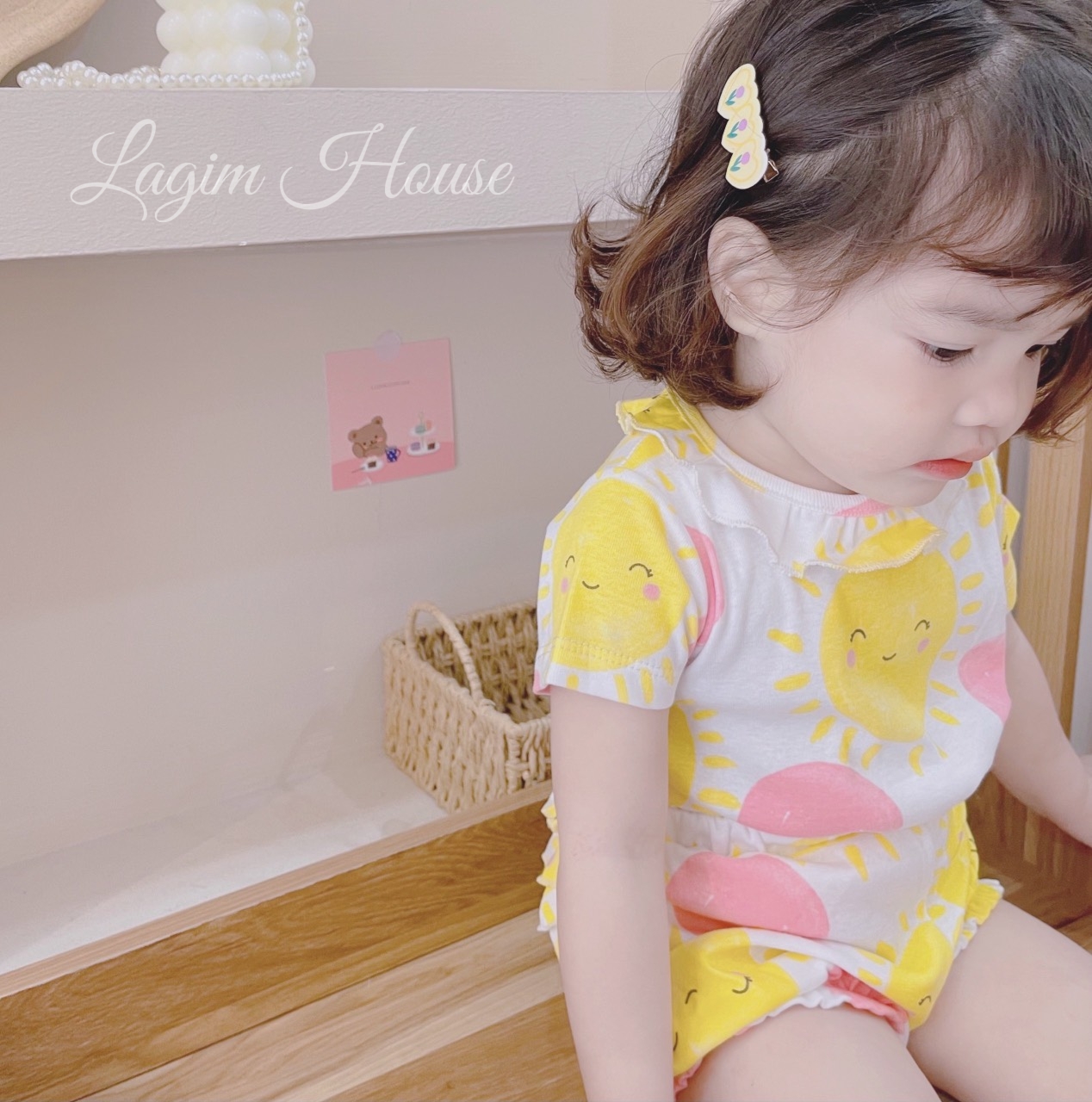 Đồ bộ bé gái mặc nhà chất thun cotton mềm mại, set bộ bé gái họa tiết hoa nhí tím - Lagim House