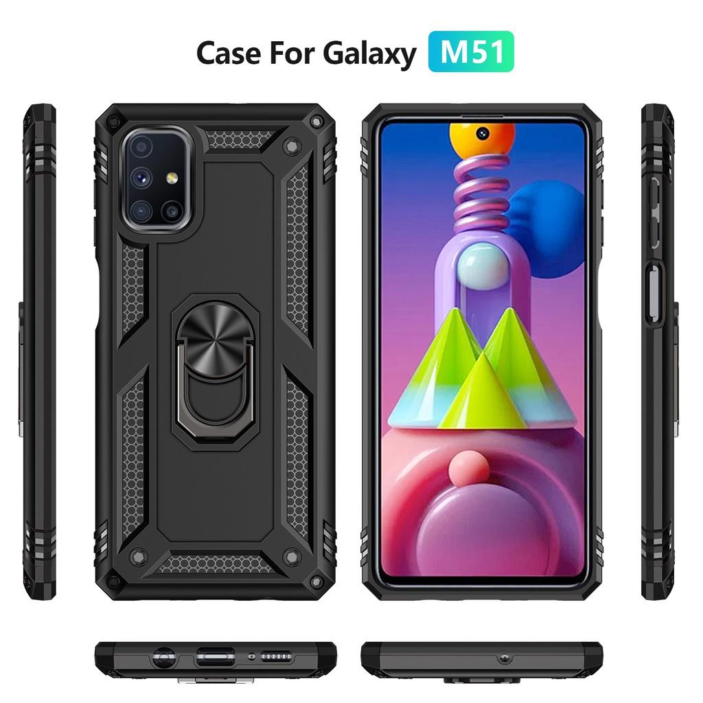 Ốp lưng cho Samsung M51 chống sốc 2 lớp kèm nhẫn iring làm giá đỡ