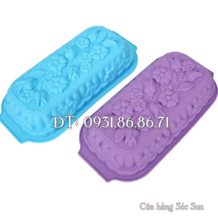 Khuôn silicon hình chữ nhật các loại hoa loại 32 cm - Mã số 1127