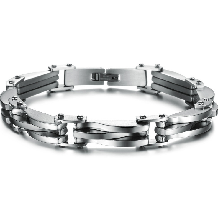 Lắc tay nam - Vòng tay nam Tittan kiểu lượn 3 sóng - RB10