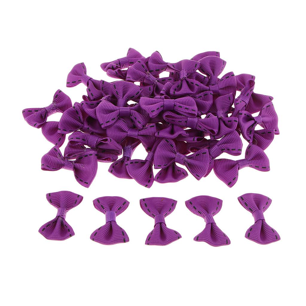 50 Pieces Cute Satin BOW Ribbon Applique Embellishments