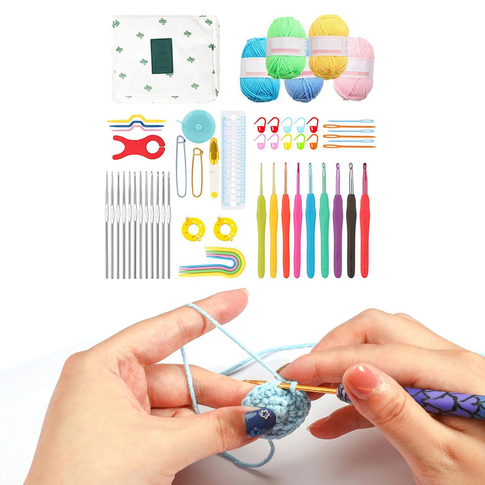 Crochet Hook Set Knitting with Case Weave Yarn Kits for Beginners
