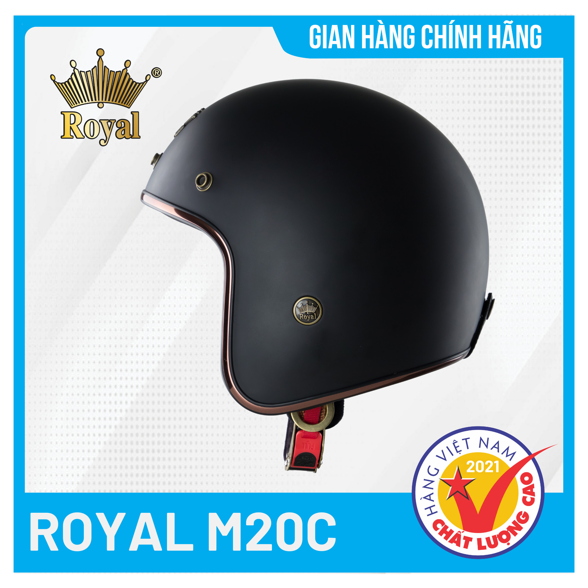 Nón bảo hiểm 3/4 cao cấp Royal M20C Thời trang, Cá tính, Bảo hành chính hãng 12 tháng