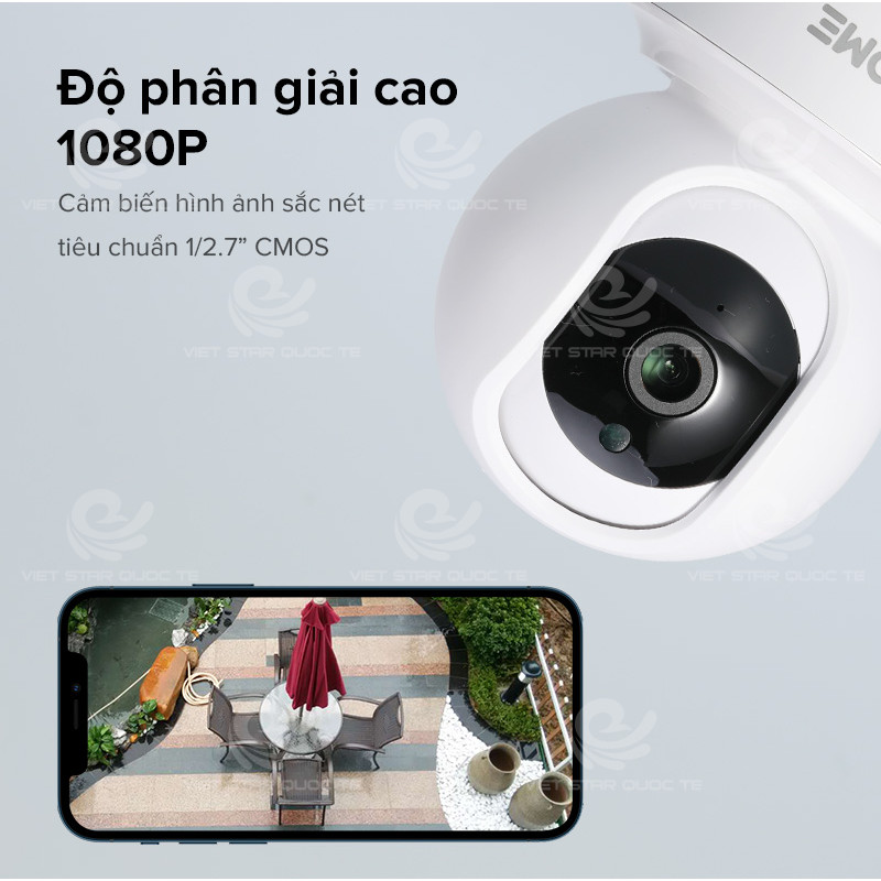 Camera Wifi Quan Sát Trong Nhà ACOME Độ Phân Giải 2.0 Mpx FULL HD 1080P, Xoay 360 Độ, Có Cổng LAN - Hàng Chính Hãng