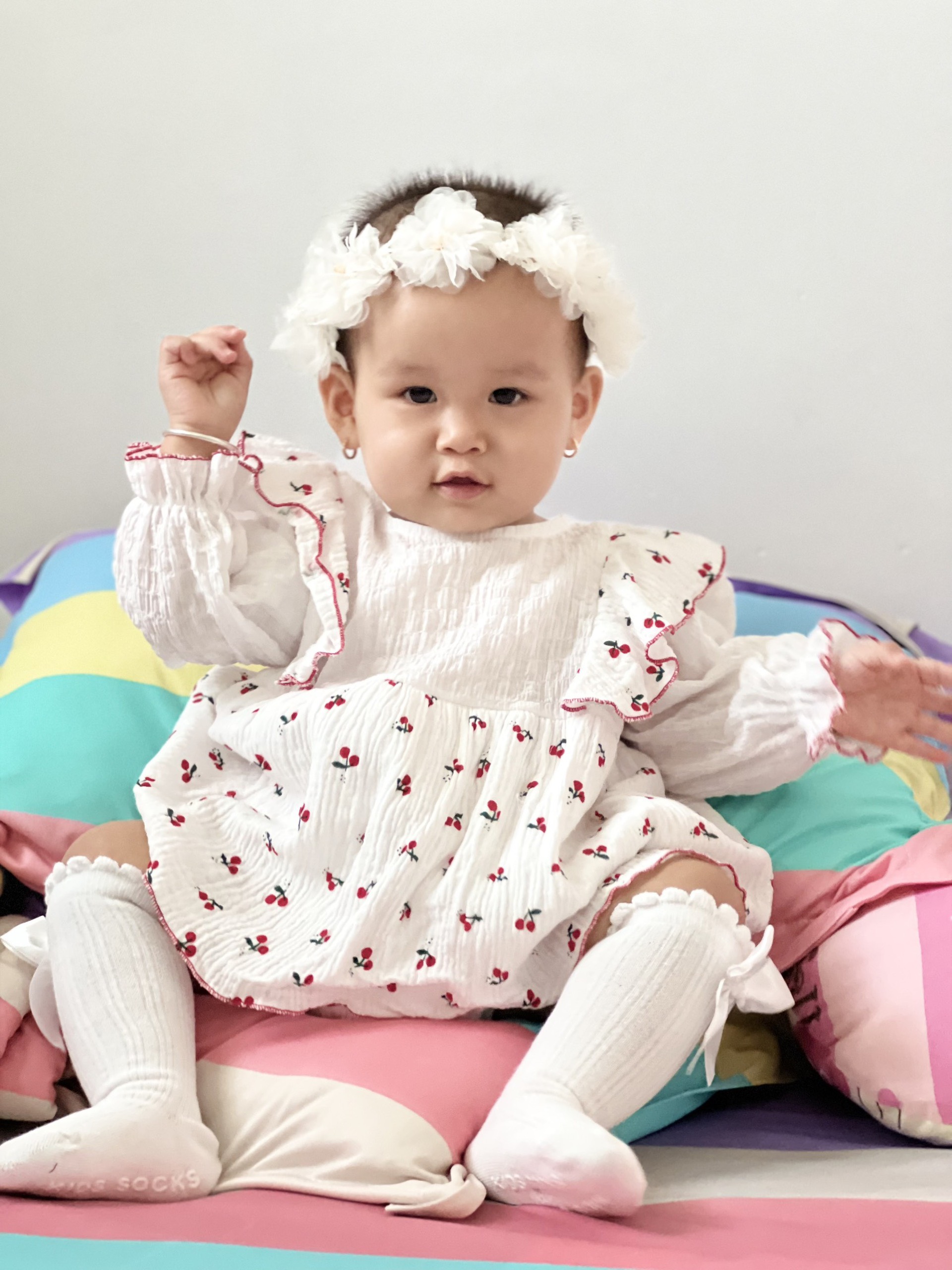  Body Váy Trắng Tay Dài NHÍM XÙ KIDS Cho Bé Gái Sơ Sinh, Đầy Tháng, Thôi Nôi Chất Đũi Xốp Mềm Mát A443