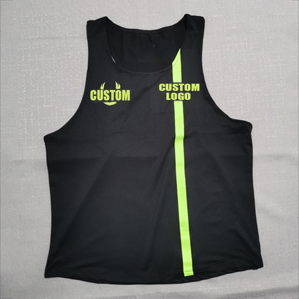 Athletics tank top chạy tốc độ chạy bộ đồ tập thể dục nam giới quần áo chạy áo không tay vest vận động viên singlet singlet Color: Blue-With LOGO Size: 3XL