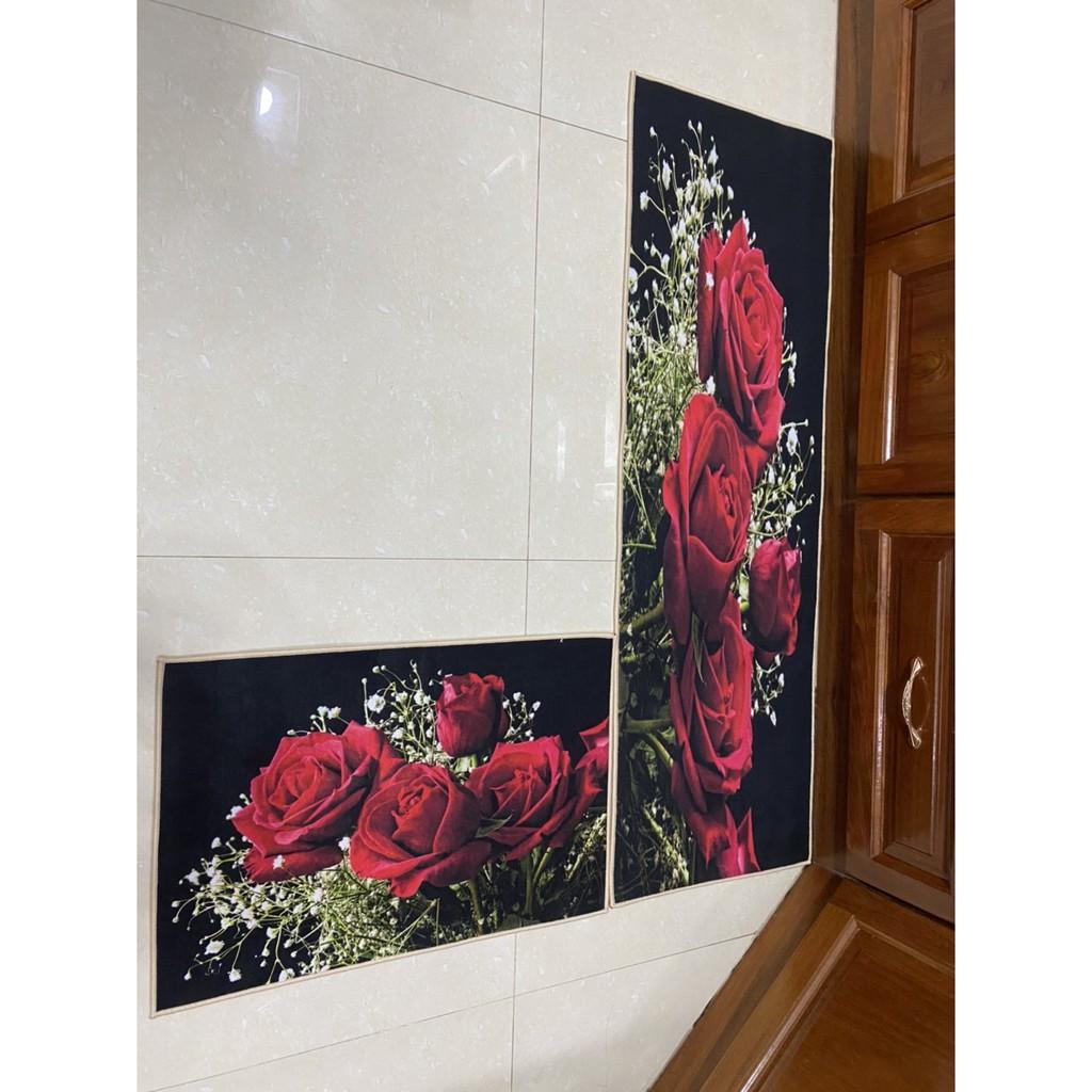 Thảm Bếp Bộ Đôi - Thảm Lót Chân Chống Trượt - SET 2 THẢM ĐẾ DÀY HÀNG CAO CẤP : 40x60cm và 40x1m2