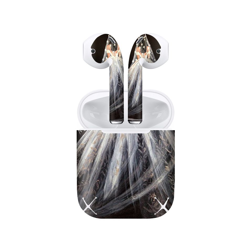 Miếng dán skin chống bẩn cho tai nghe AirPods in hình Cô gái váy cưới - Gin013
