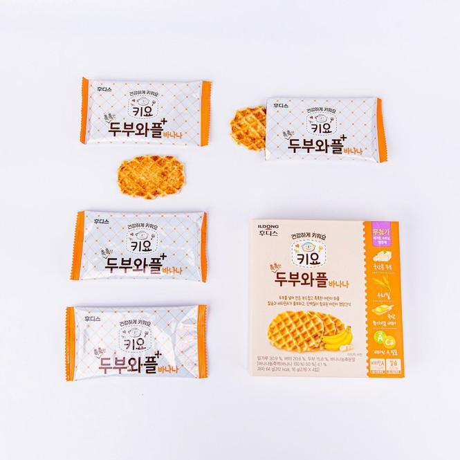 Bánh Waffles ăn dặm đậu hũ non Ildong Hàn Quốc vị Chuối dành cho bé từ 7M+ (Date 8/2022)