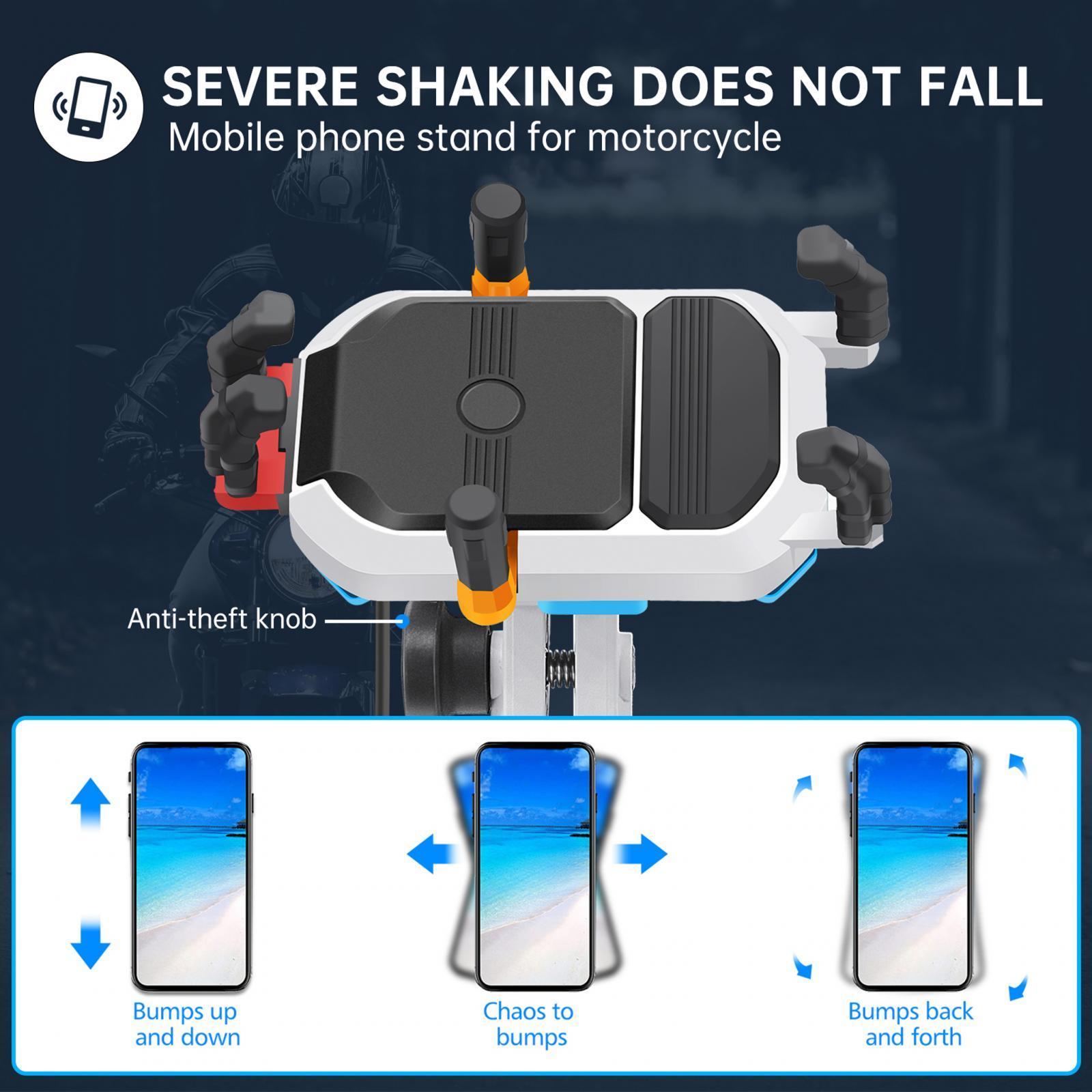 Motorcycle Phone Mount 15W Universal Handlebar Holder for Electric Bike