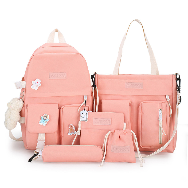 Combo set 5 món balo nữ balo học sinh cấp 1, cấp 2, cấp 3 siêu đẹp đáng yêu SUGEBAG mã 372.