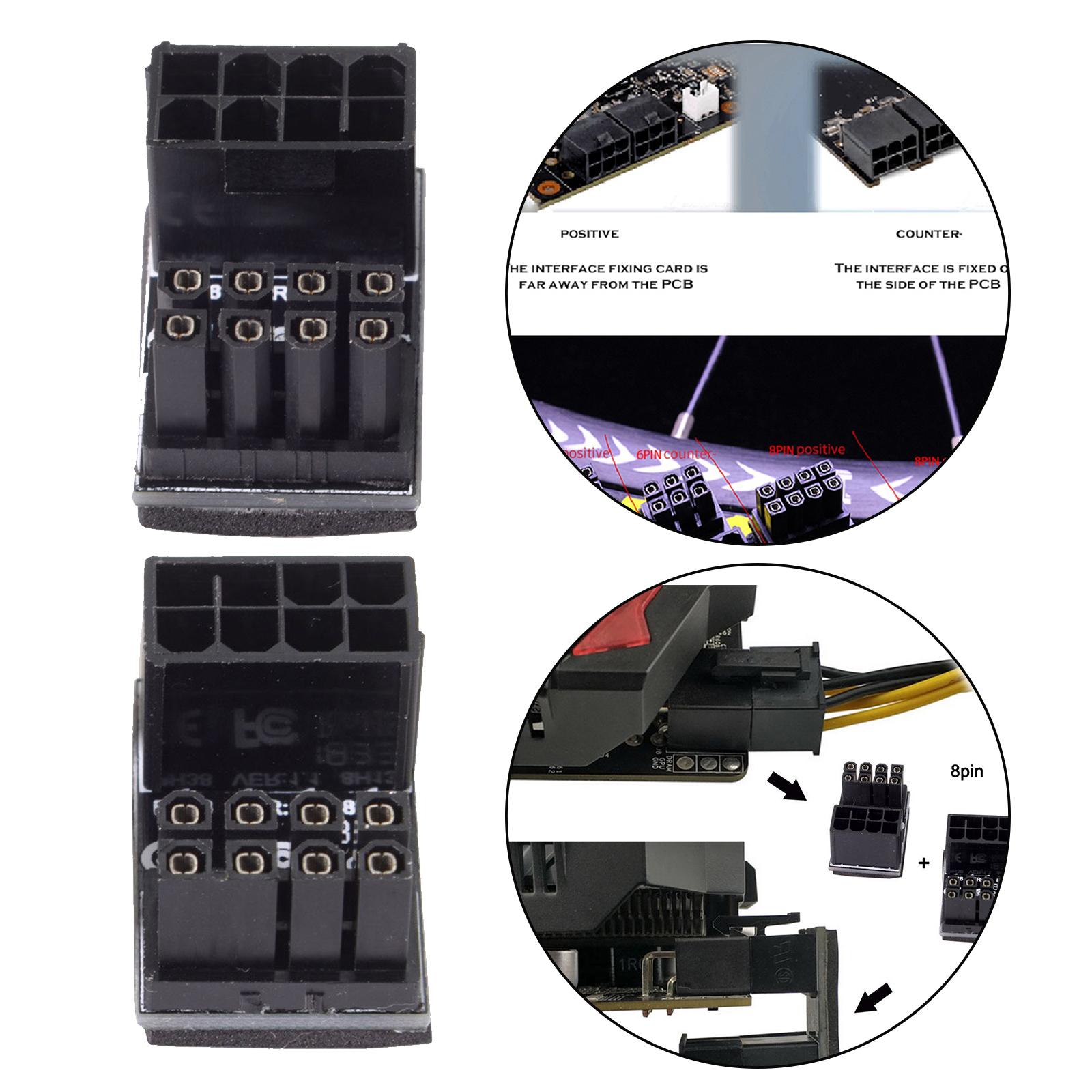 2Pcs GPU 180 Degree Angled Power Adapter for Desktops Graphics Card, Easy to Install