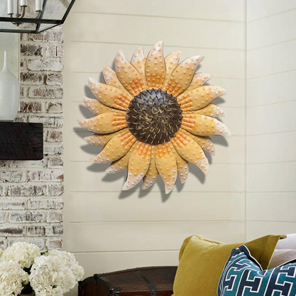 Outdoor Sunflower Hangings Plaque Decor Garden Fence Wall Art Sculpture