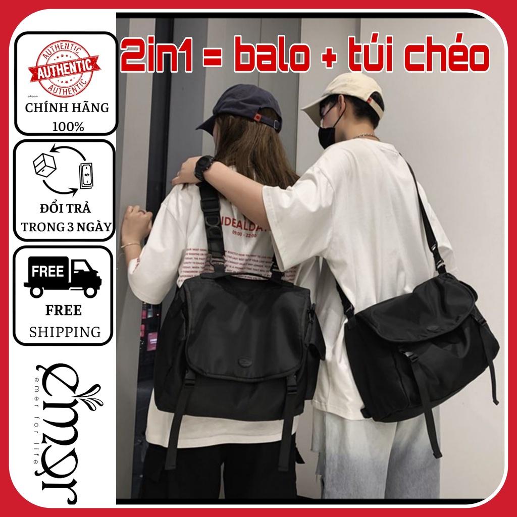 Túi Xách Đeo Chéo Balo Thời Trang 2in1 Cho Nam Nữ Size Lớn Đi Học Đi Làm Phong Cách Unisex Streetwear E'mer 400