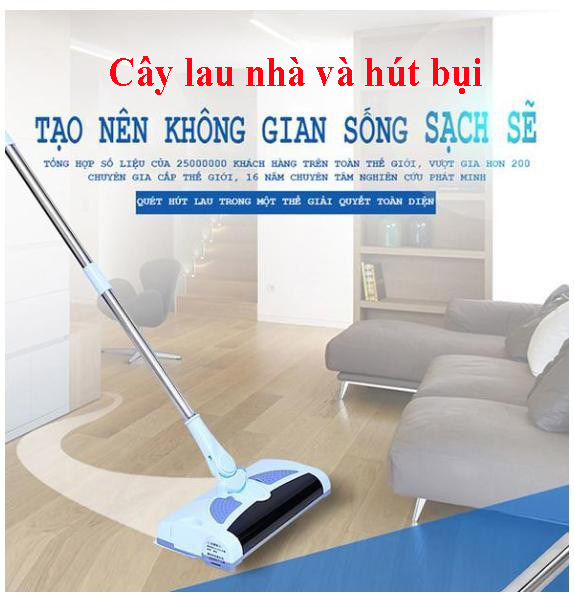 Chổi lau nhà máy hút bụi chổi điện lau nhà hút bụi đa năng xoay 360 độ