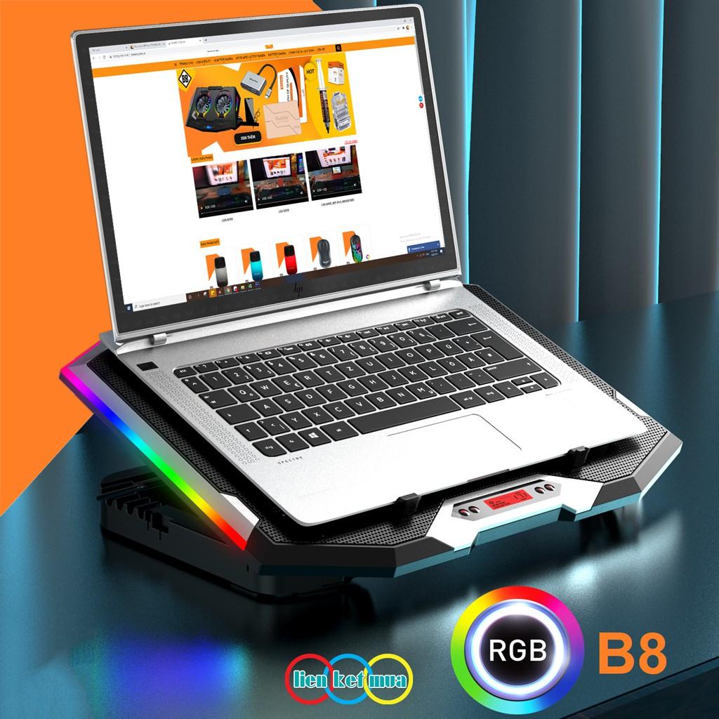 Quạt làm Laptop Bamba B8 và Bamba B9 có Led RGB ( 2 Quạt lớn) - Đế tản nhiệt Laptop có Led RGB