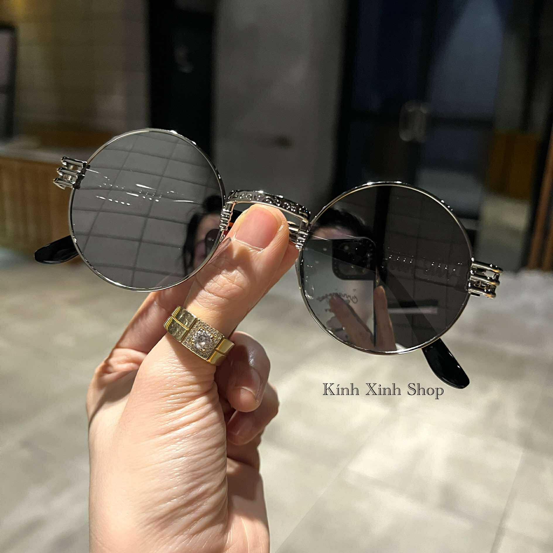 (Hàng cao cấp) Kính mát, Kính râm Mắt tròn xoe nam nữ phong cách retro