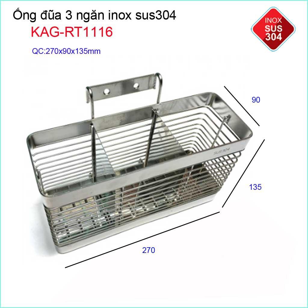 Ống đũa 3 ngăn KAG-RT1116 , kệ đũa 3 ngăn ống đựng đũa nhà bếp Inox SUS304 siêu bền giá tốt sử dụng tốt