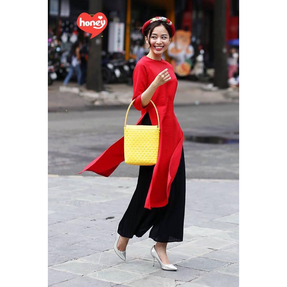 Áo dài cách tân nấm hoa set kèm quần lụa