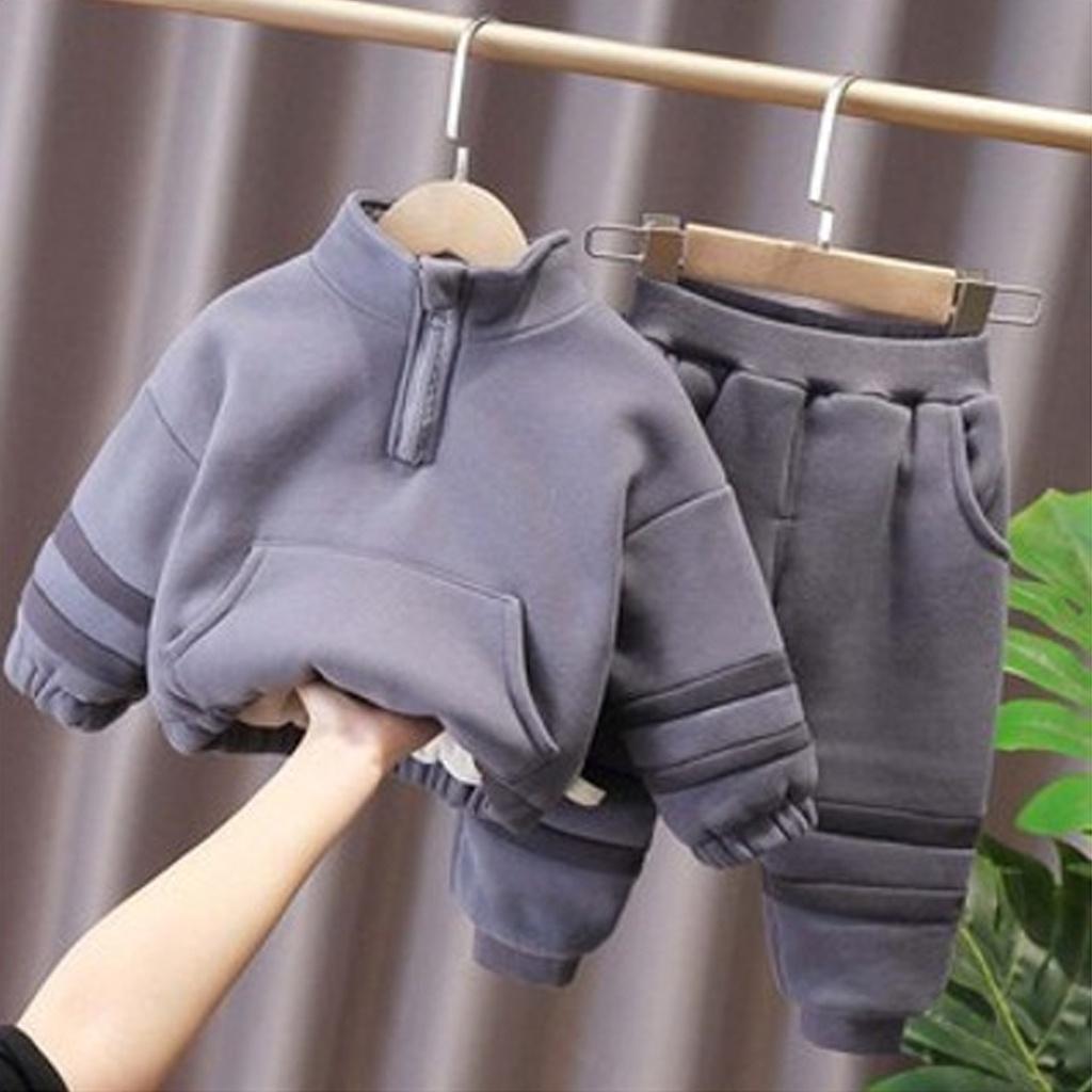 Bộ Nỉ Bông Cho Bé, Bộ Nỉ Cổ Khóa Chất Nỉ Bông Cực Ấm Cho Bé - ROSY KIDS