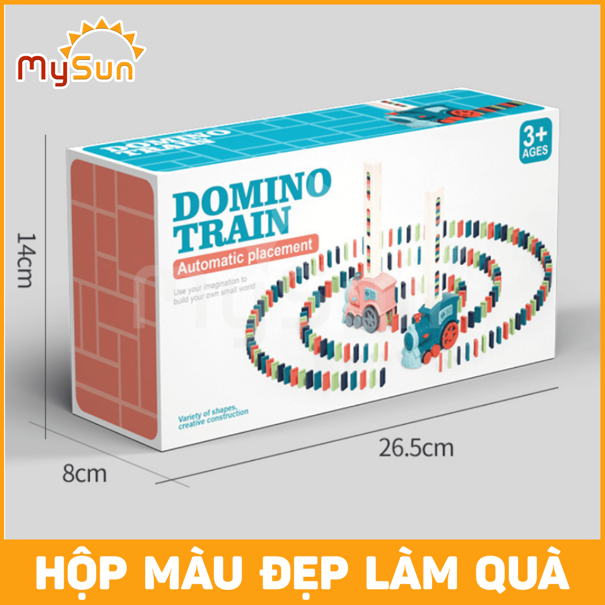 Xe lửa tàu hỏa DOMINO đồ chơi xếp hình cho bé thông minh bằng nhựa chạy pin MySun