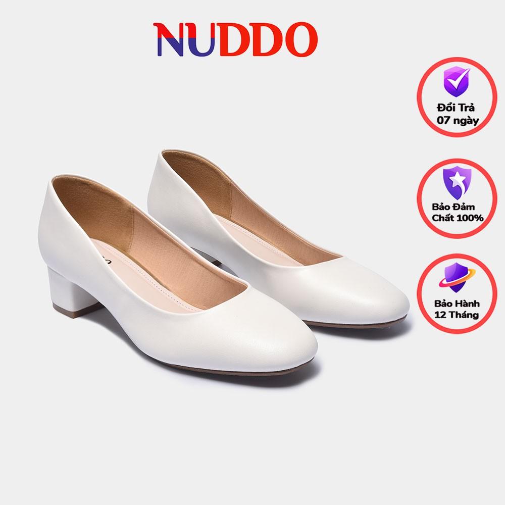 Giày cao gót thời trang công sở Nuddo 3p gót vuông da mềm phong cách Hàn Quốc NU008